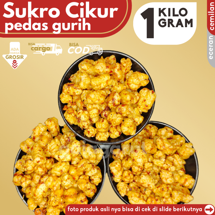 

Cemilan Keripik SUKRO CIKUR PEDAS RENYAH isi 1KG by GG (Bisa COD/Grosir/Kargo)