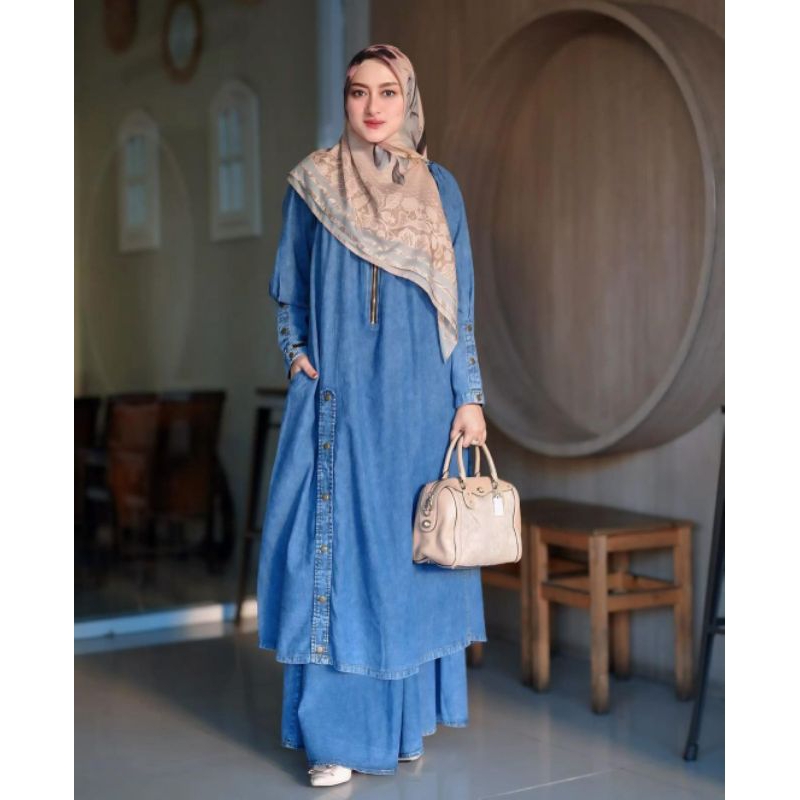 TUNIKA ADORA BY BUGIO CLOTHING // SETELAN TUNIK SET ROK DENIM // TUNIK ROK DENIM JEANS (BUKAN SET JI