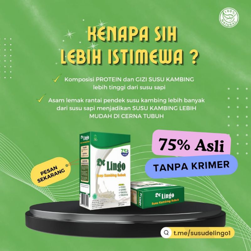 

Susu Kambing Etawa De lingo 75% susu tanpa krimer