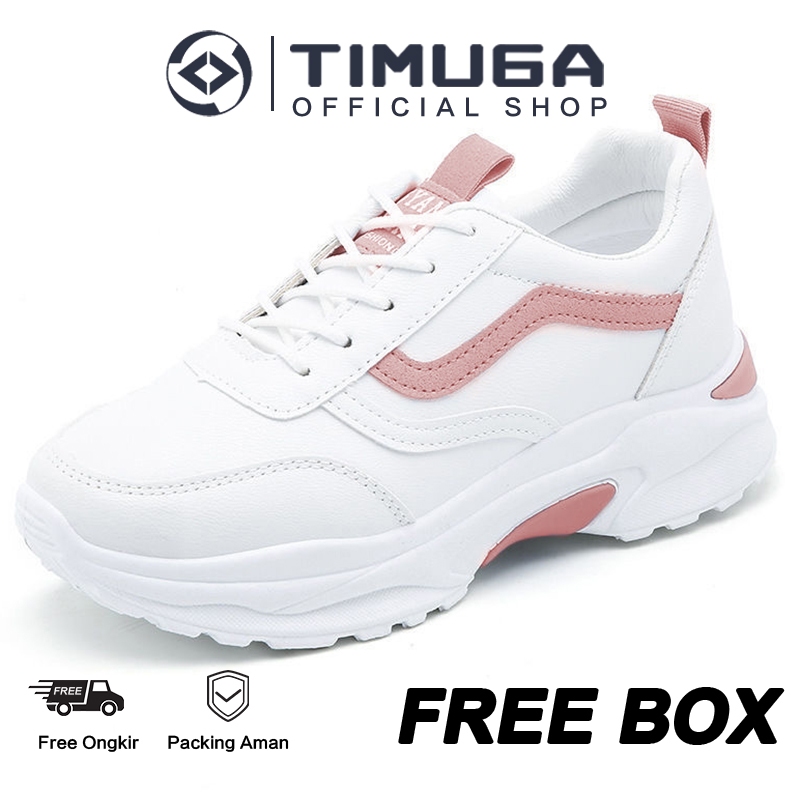 TIMUGA Sepatu Sneakers Wanita Sepatu Olahraga Putih Cewek Sepatu Kets Sports Running Shoes WD114