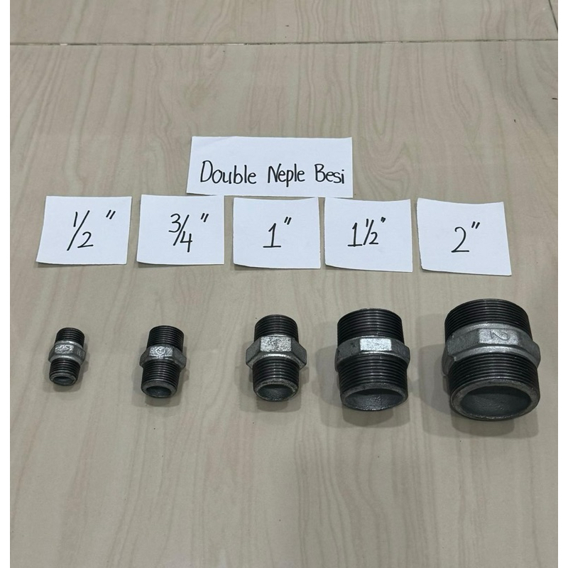 Double nepel besi 1/2” galvanis dobel nipple 1/2 inci dabel neple doubel 1/2inci dobel drat luar kir