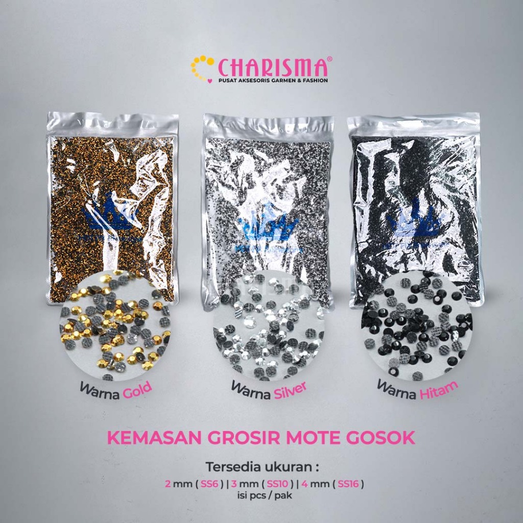 Charisma Mote Gosok Kemasan Grosir/ Mote Press/ Aksesoris Gamis Abaya