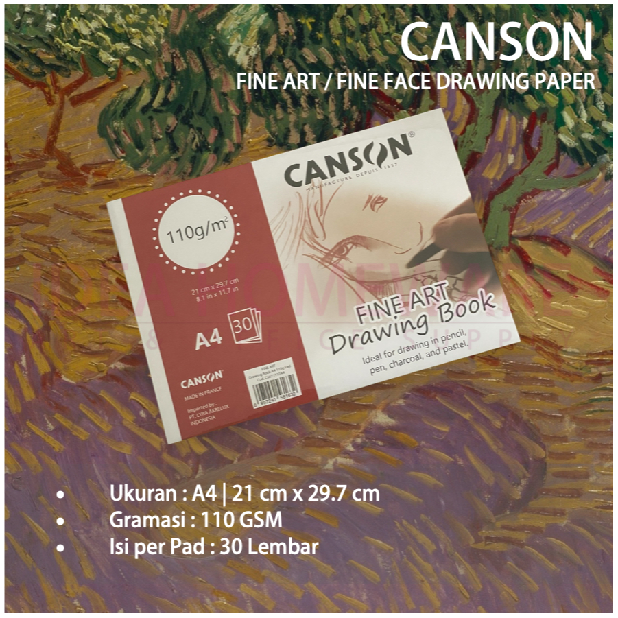

Drawing Book Fine Art Canson Fine Face 110 gsm A4 30 Lembar Kertas Sketsa Kertas Gambar 6671110A4 - Pad