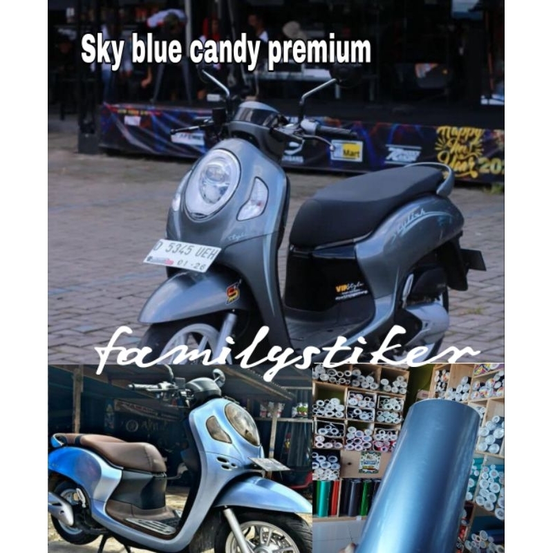 Skotlet Biru Candy Skotlet warna denim stiker skotlet motor biru sky
