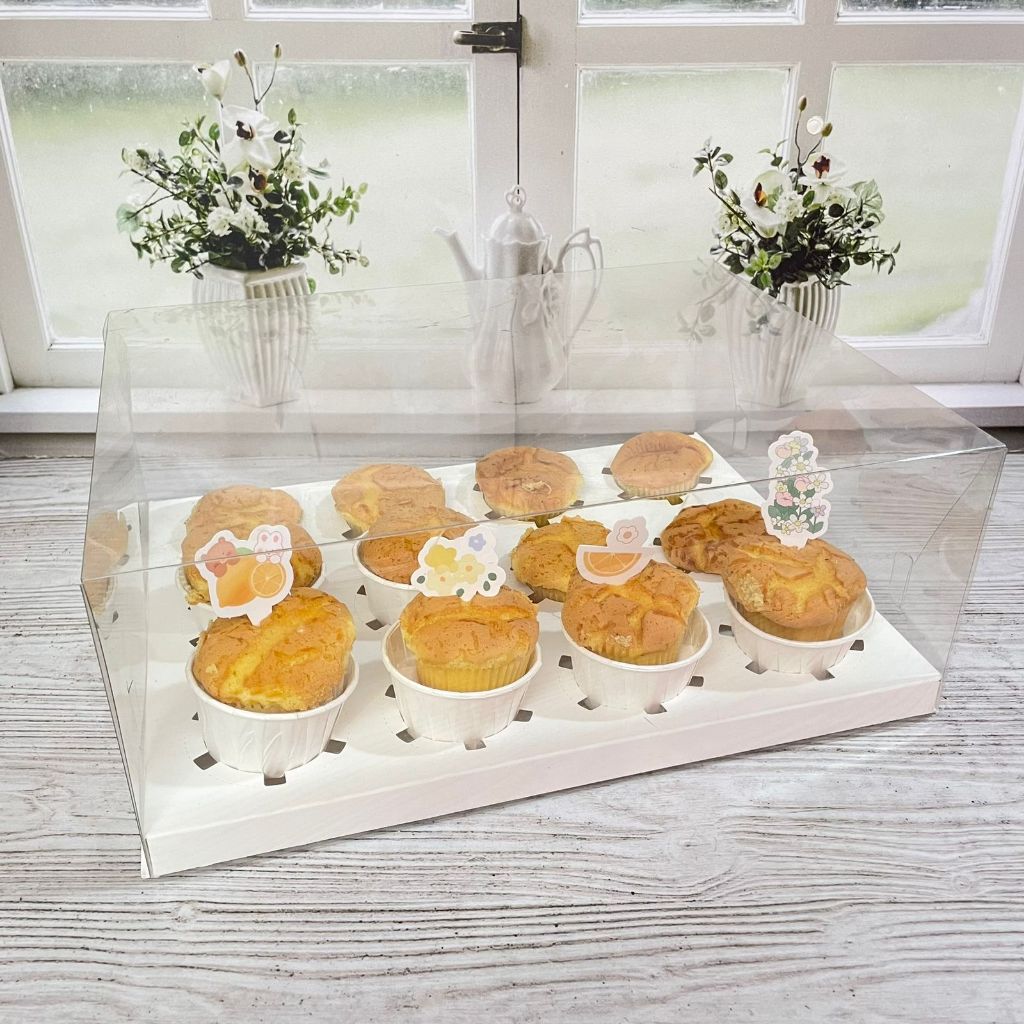 Box Cupcake Mika Gable Lubang Isi 2 / 6 / 12 MN - Kemasan Kotak Muffin, Tempat Kue Kraft Marble, Box