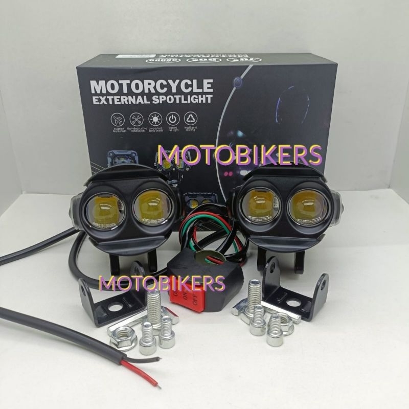 Lampu Tembak Sorot 2 LED Laser Foglamp Putih Kuning Motor Mobil