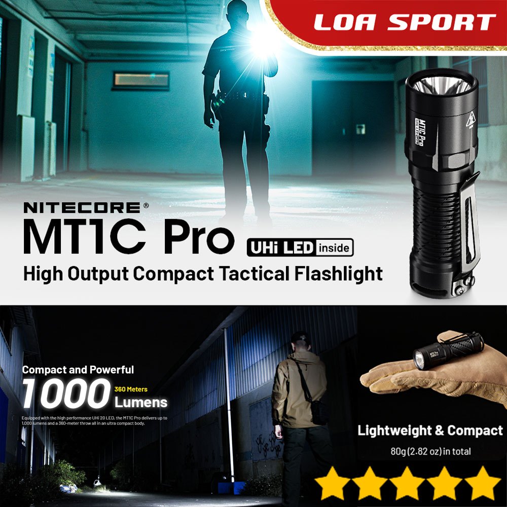 Senter Tactical NITECORE Original LED UHi 20 1000LM Waterproof IP68