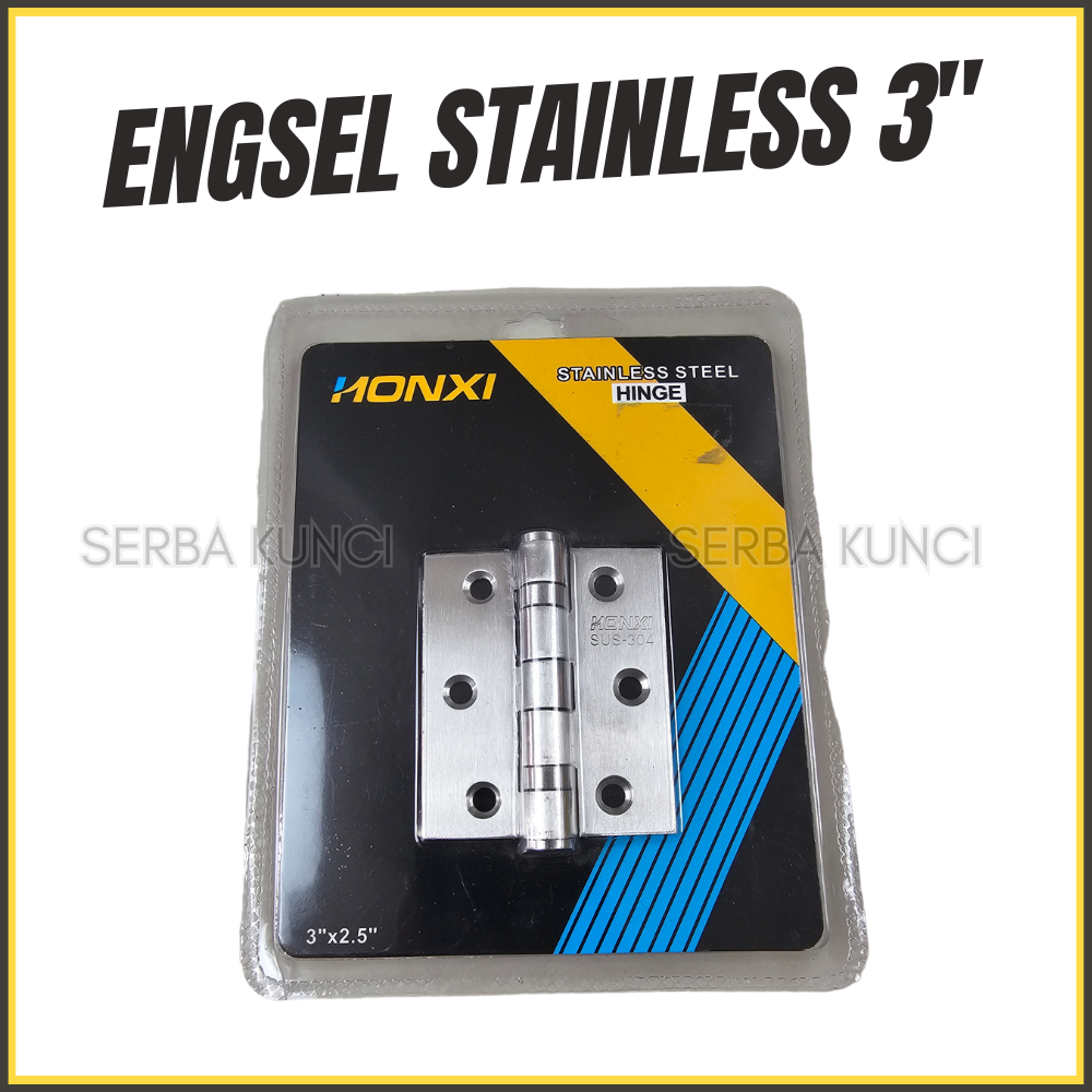 Engsel Stainless 3" Honxi Untuk Pintu Steel Kamar Rumah Mandi Kupu Tarung Tebal Awet Satu Set 3in 3i