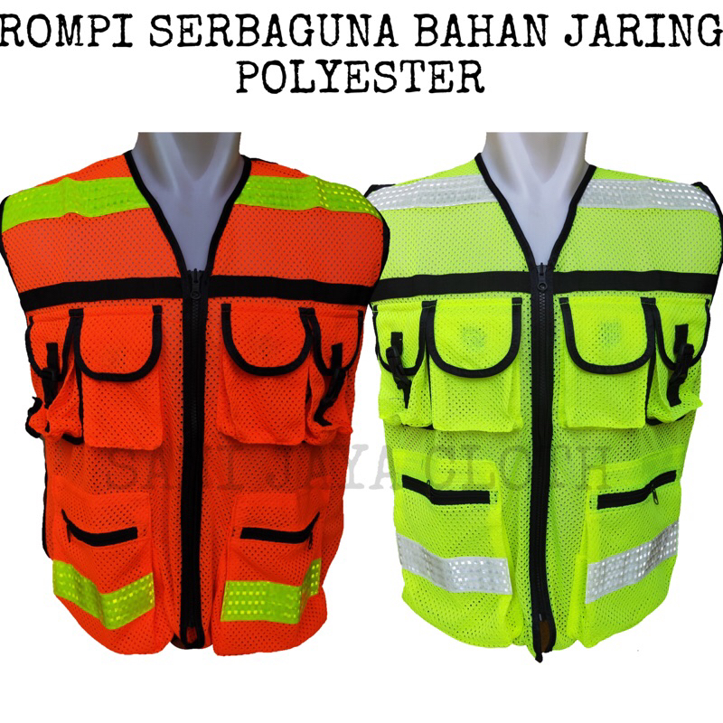 Rompi Safety Proyek Kerja Lapangan Tambang Serbaguna Bahan Jaring Premium