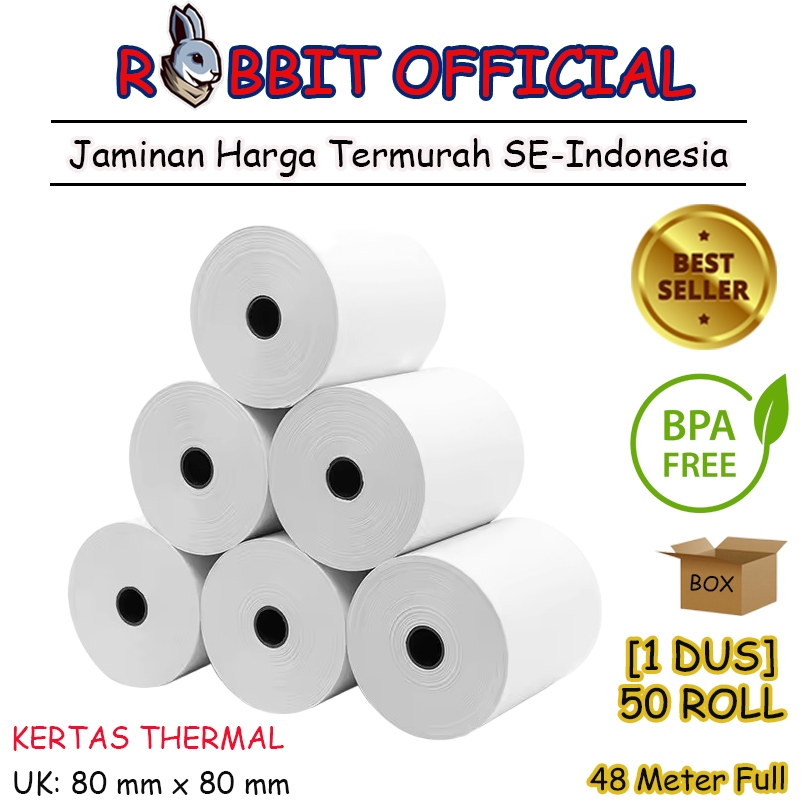 

KERTAS STRUK KASIR 80x80 mm / PROMO 1 BOX KERTAS THERMAL 80 x 80 mm / KERTAS KASIR ROLL