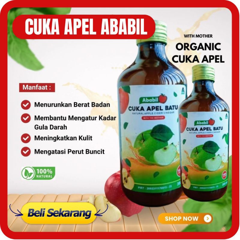

CUKA APEL BATU ABABIL 300 ML - CUKA APEL ABABIL BATU MALANG CUKA APEL MALANG APPLE CIDER VINEGAR CUKA SARI APEL WITH MOTHER