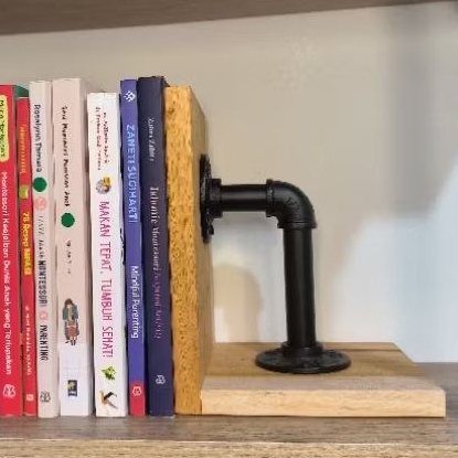 

penyangga buku industrial wooden book holder bookends RJ4