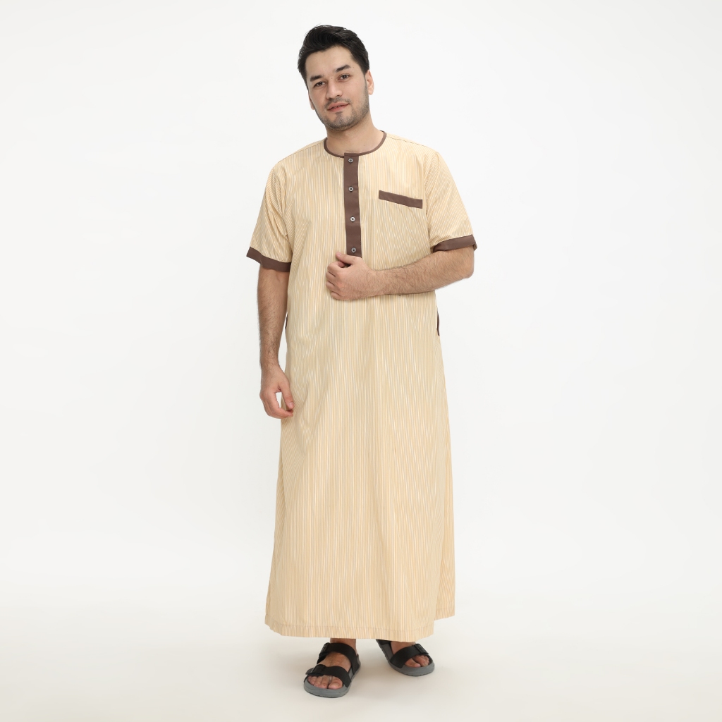 premium shohib gamis pria dubai liris lengan pendek
