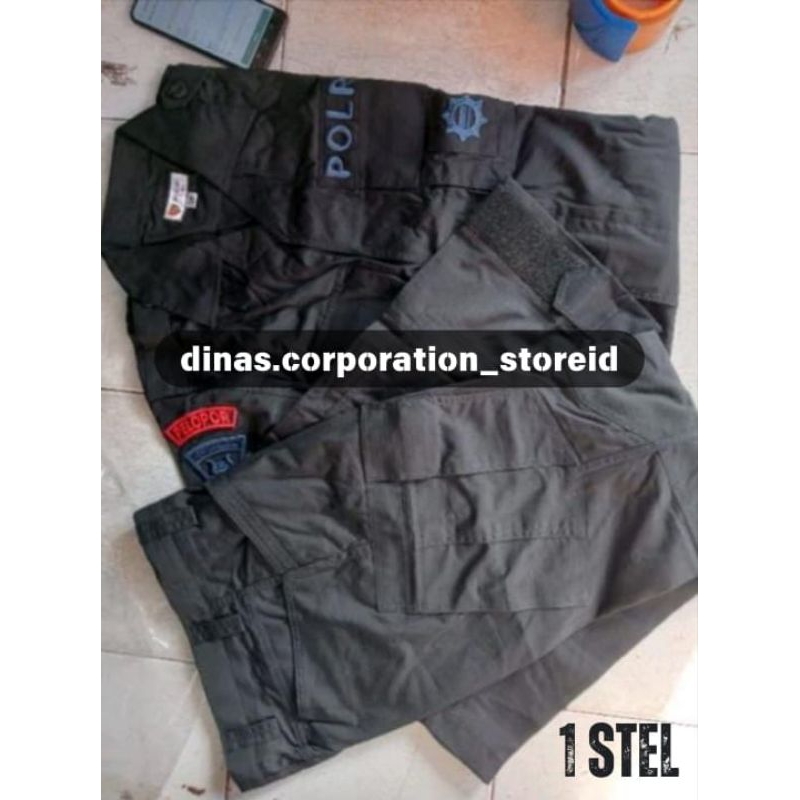 (1stel) Baju pdl hitam brimob tactical original jatah polri terbaru 2023