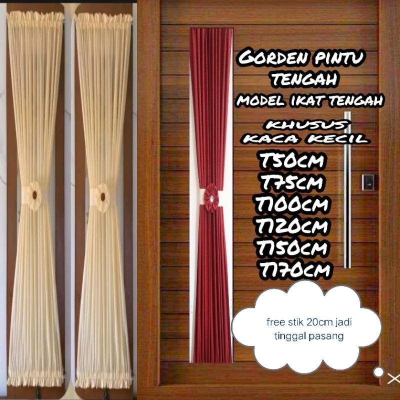 Gorden kupu jendela pintu tengah kaca kecil di tengah