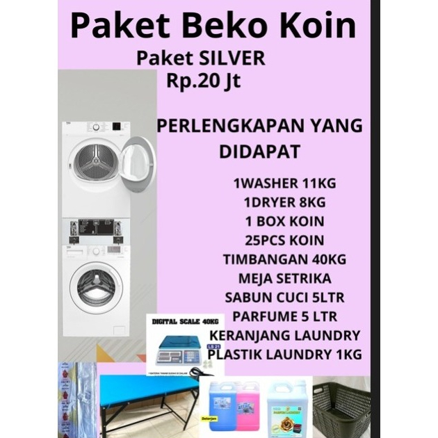 Paket Usaha Mesin Laundry Coin Beko Murah washer dan dryer