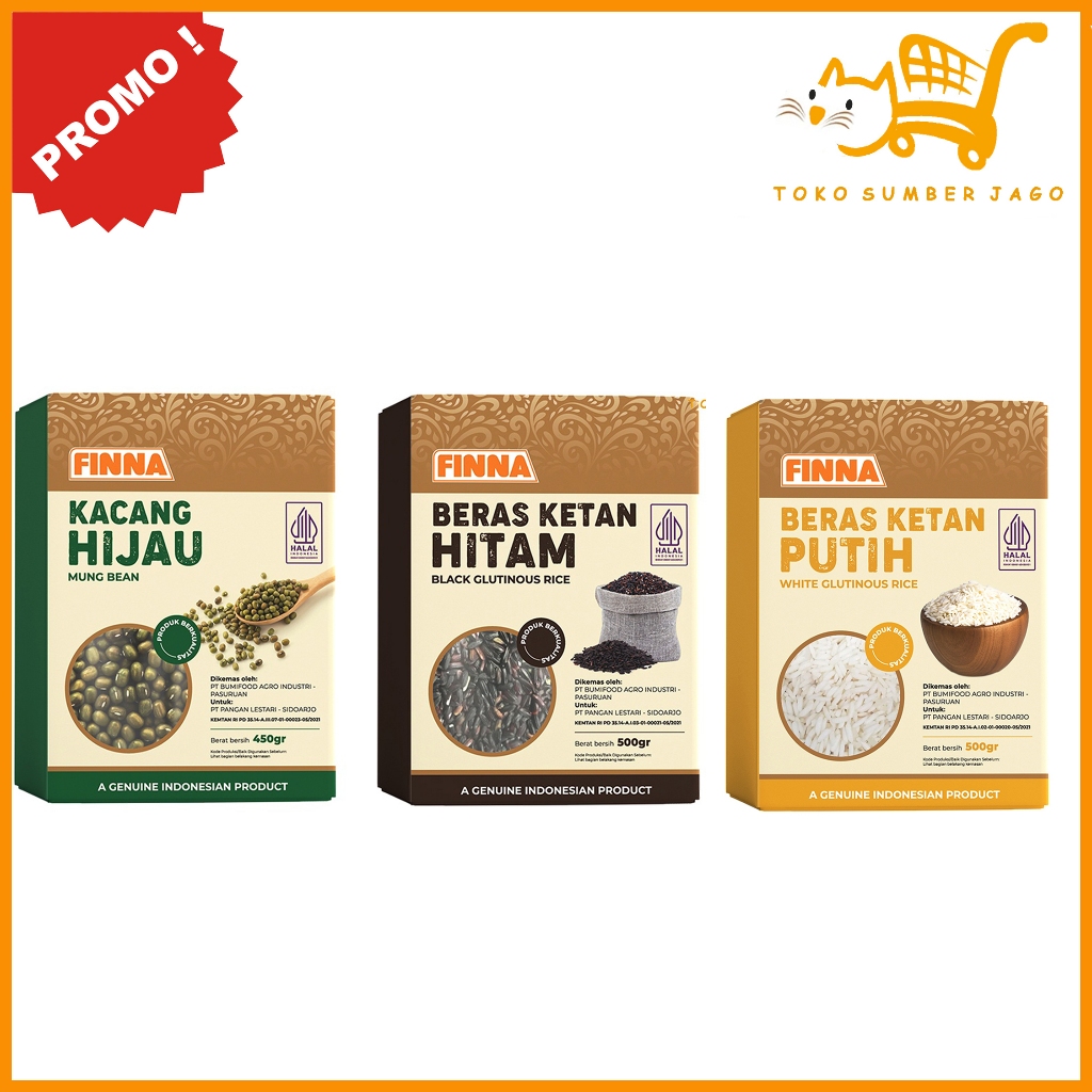 

FINNA Agri Beras Ketan Hitam Putih / Kacang Hijau 500gr