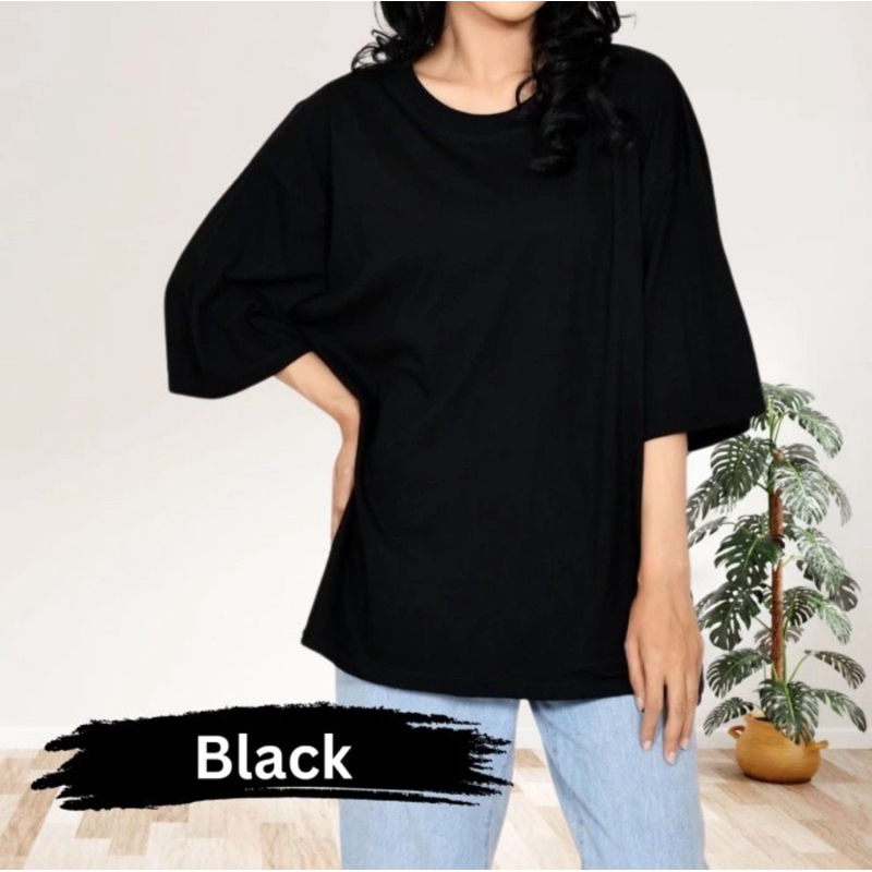 Kaos Jumbo Black Plain Cotton Combed 30s