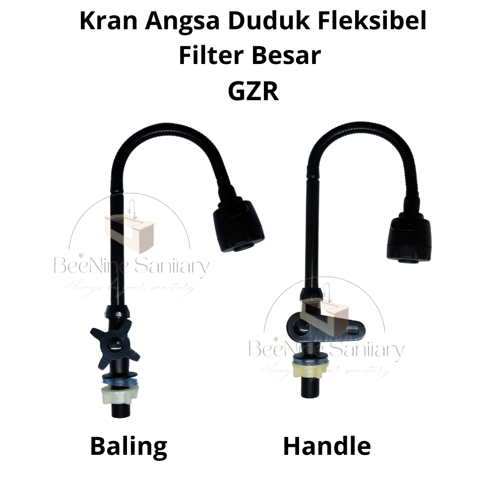 GZR Kran Angsa Duduk Fleksibel Filter Besar / Kran Angsa Duduk Fleksibel Filter Besar Hitam / Kran C
