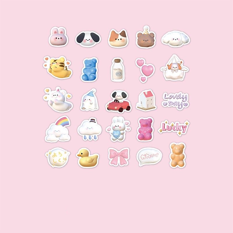 

Cotton candy cute three-dimensional box stickers cartoon hand tent decoration small pattern