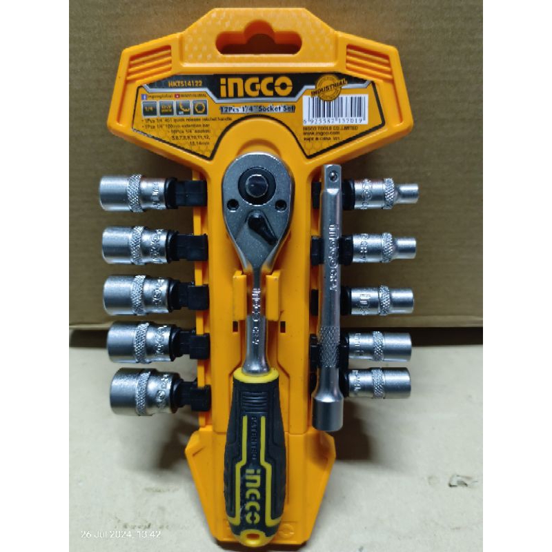 ingco socket set 1/4 inci kunci sok kecil kuat