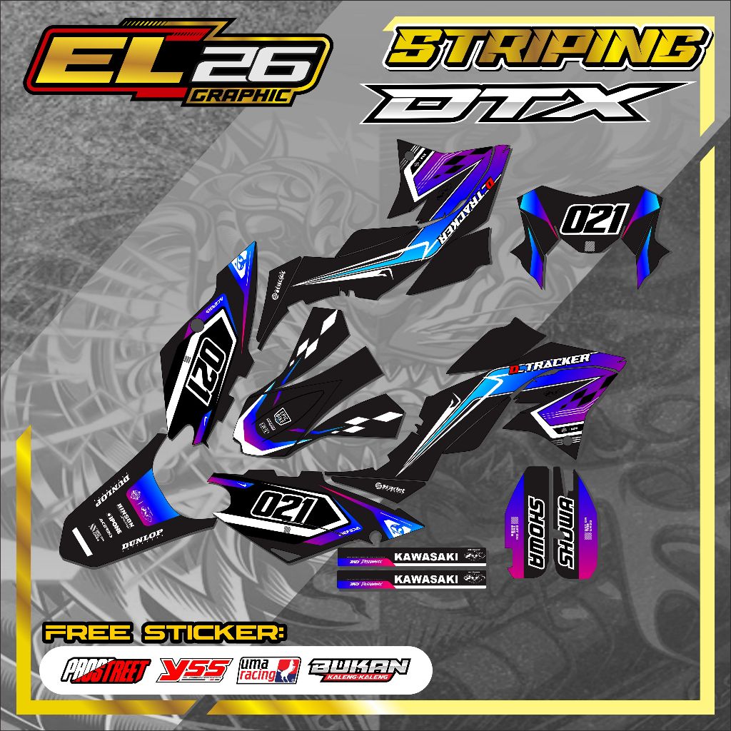 445 DECAL STICKER KAWASAKI DTX - DECAL KAWASAKI DTX MOTIF RACING
