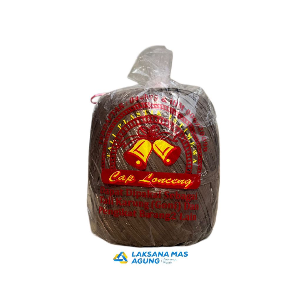 Tali Rafia Plastik Laksanamas Merek Lonceng Warna Coklat Ukuran 1kg di Jakarta/Tangerang/Depok/Bekas