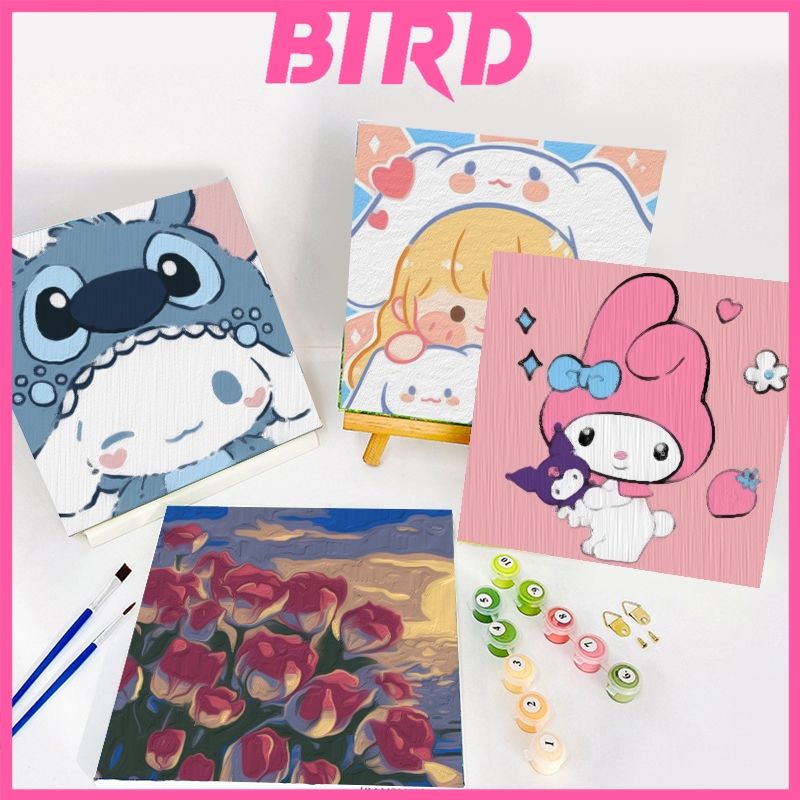 

BirdToys 20x20cm Kit Paint By Number Kartun DIY Painting Kit Canvas Paint By Number Digital Melukis