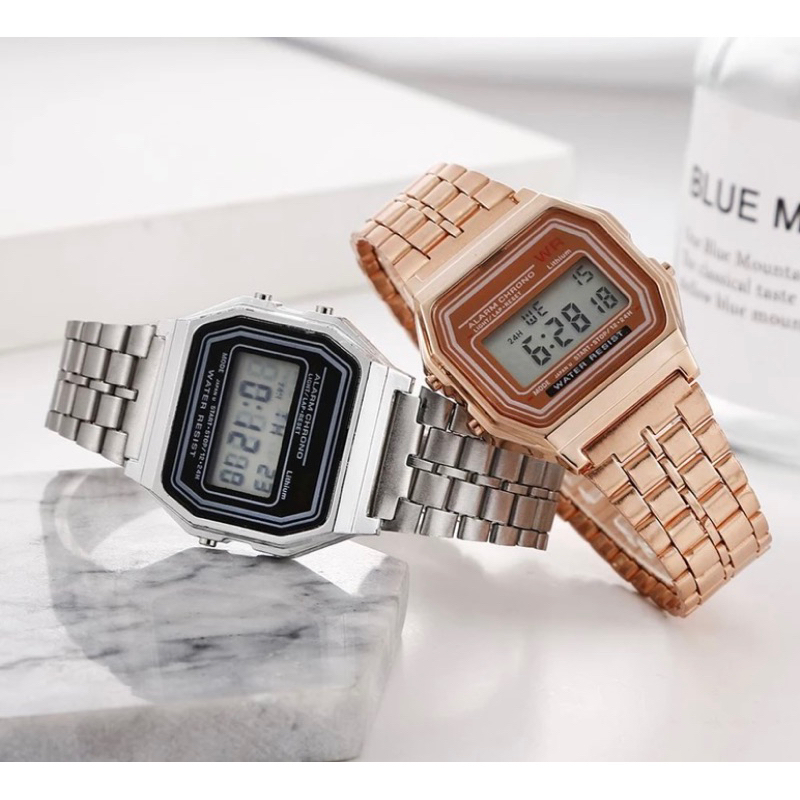 JAM TANGAN MODEL CASIO KLASIK DIGITAL QUARTZ LED RANTAI PRIA WANITA FASHION GROSIR MURAH