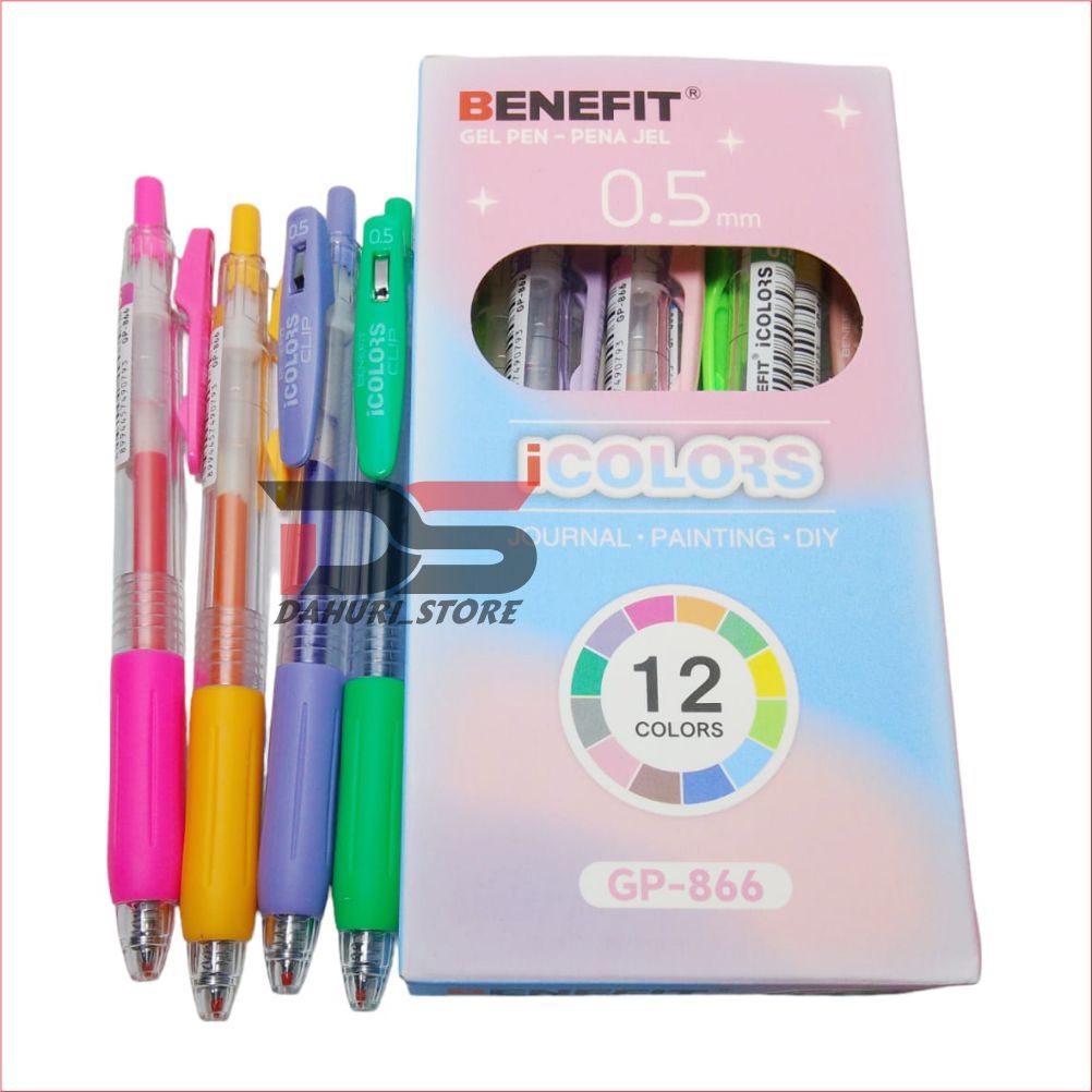 

PULPEN BOLPOIN GEL PEN BENEFIT iCOLORS PENA JEL 0.5mm GP 866 Harga 3 pcs