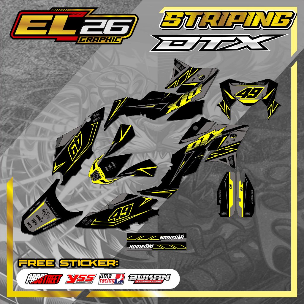 450 DECAL STICKER KAWASAKI DTX - DECAL KAWASAKI DTX MOTIF RACING