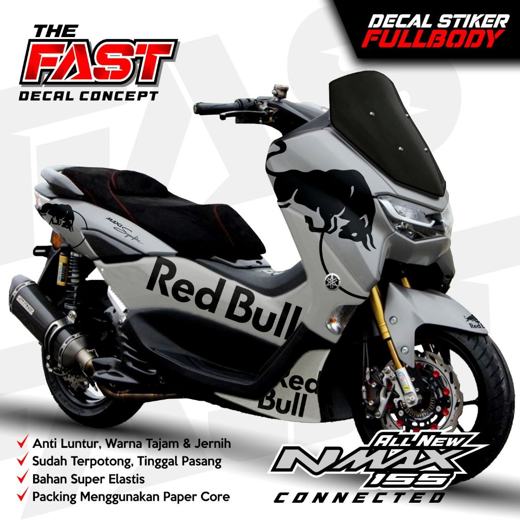 Decal Stiker Yamaha Nmax 155 New Fullbody // TERBARU COD Decal stiker nmax new 155 Motif Red Bull