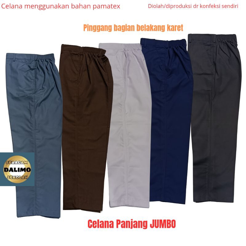 Celana panjang jumbo/big size pinggang karet celana abu SMA jumbo/big size celana SMP jumbo /big siz