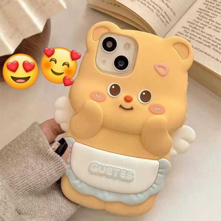 Case silikon boneka 3d yellow bear for Iphone 11/Iphone xr,11 promax, Iphone12/12pro,13,13promax,14,