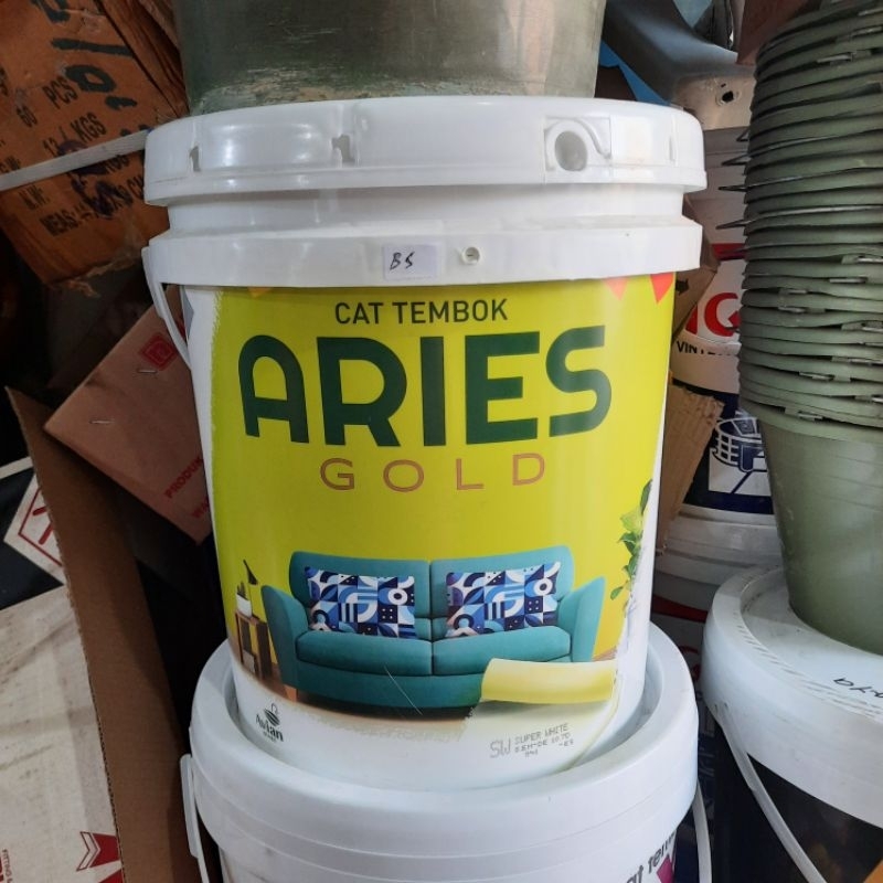 Cat Tembok Aries Gold 18kg warna putih dan cream / Cat Dinding Aries Gold Super White 18 kg pabrik A