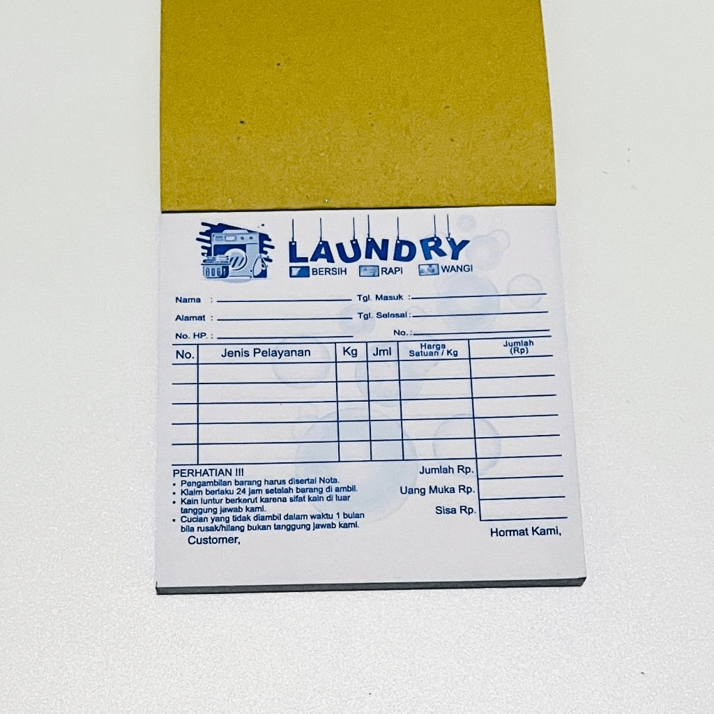 Nota Laundry 2 Ply / Nota Laundry Kiloan / Nota Laundry 2 Rangkap