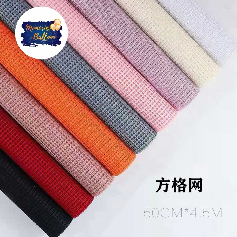 

[ROLL 4.5m] Jaring Buket KOTAK PERSEGI Flower Mesh Net Kain Bunga Korean Wrap Square Box