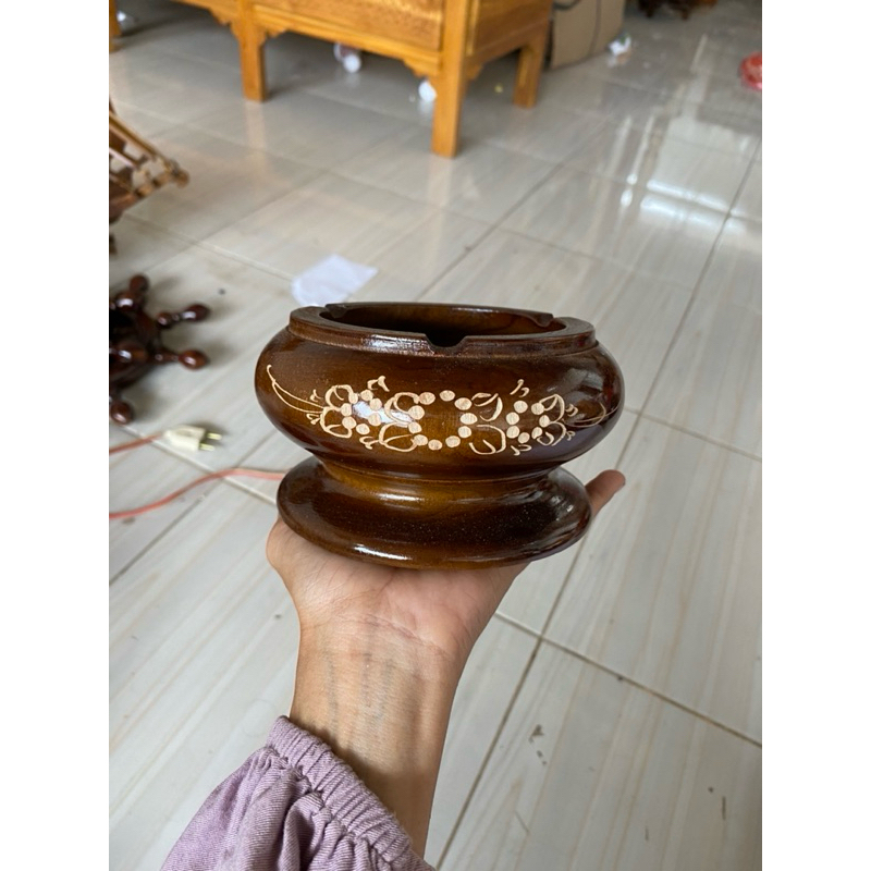 Asbak kaki kayu jati motif /asbak kayu jati/dekorasi meja/asbak estetik/asbak unik