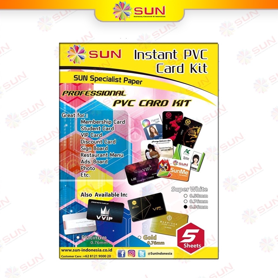 

KODE I57X PVC ID Card A4 PREMIUM SUN Kertas PVC ID Card Super White 7696 SilverPlatinum 76 Isi 5 Lembar 5 Card Support epsoncanonhpbrother oridyepigmentart paper ink 664 3 673 79 81 BT5 GT51 52 dll