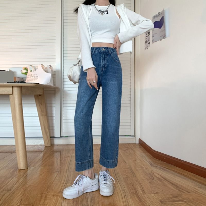 Highwaist kulot Jeans Wanita Longgar / Celana Jeans Wanita Biru