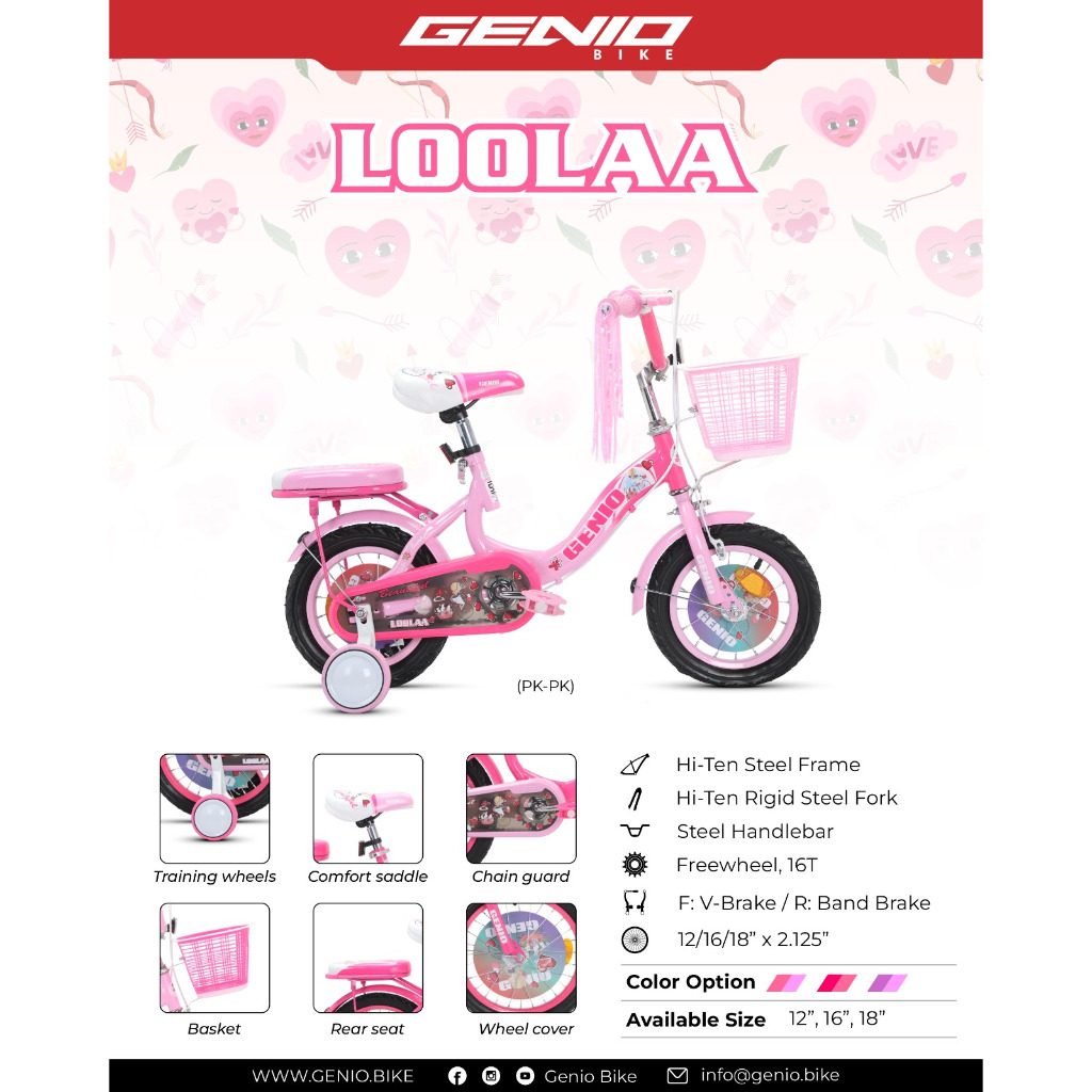 Sepeda mini GENIO LOOLAA 12 16 18 inch sepeda anak perempuan