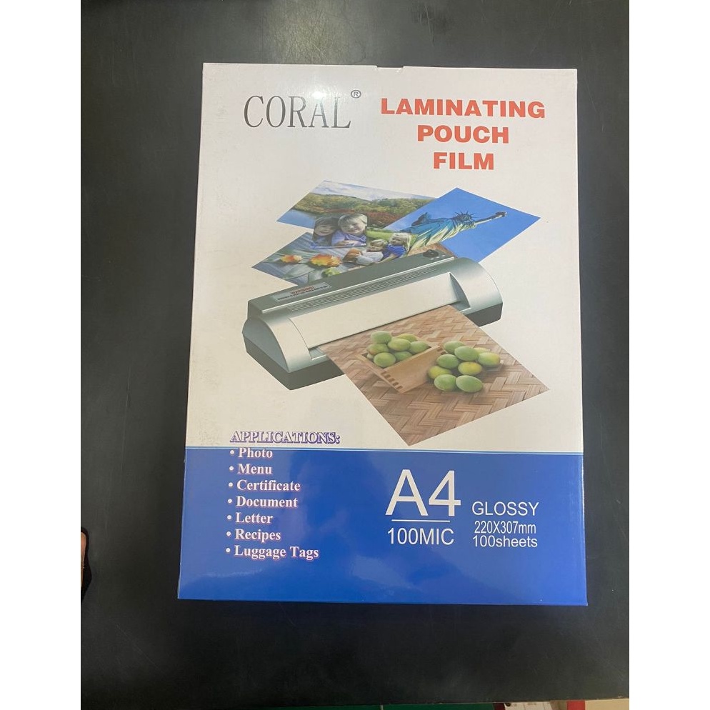 

KODE G69E CORAL LAMINATING A4 GLOSY 1 MICRON UKURAN 22 X 37mm 1 SHETS