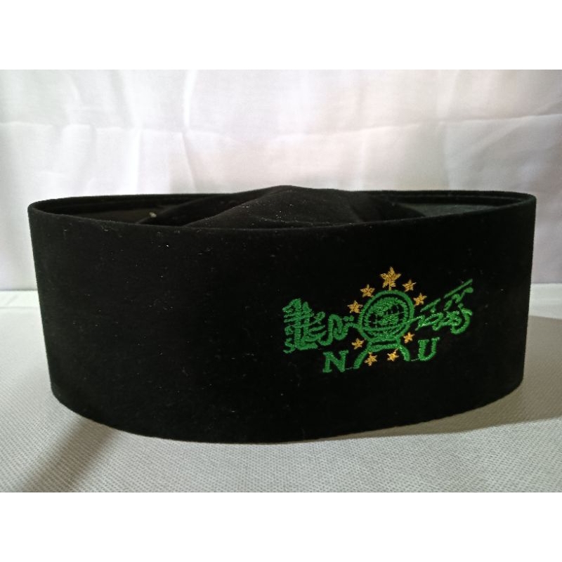 Peci songkok kopyah hitam bordir logo NU