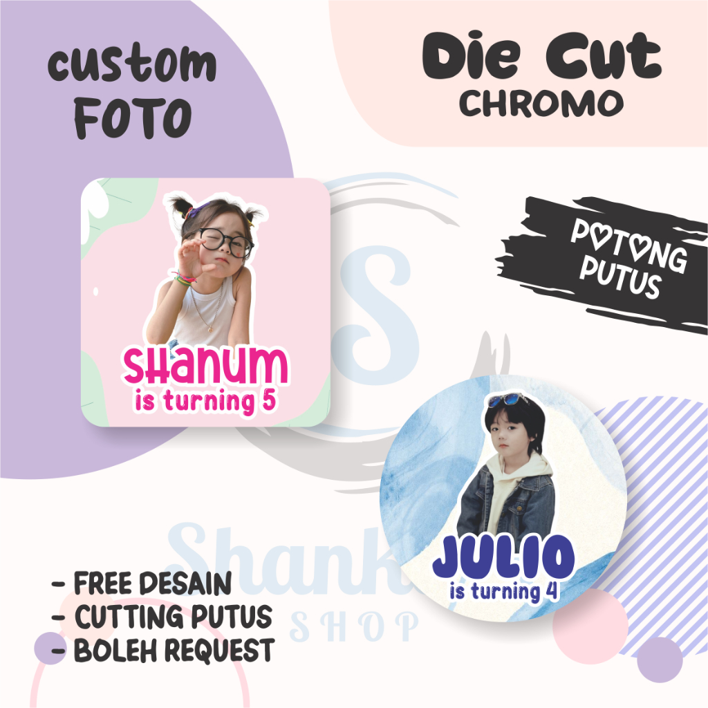

Stiker Label Ulang Tahun THEME FOTO CUSTOM / Stiker Ulang Tahun Bahan Chromo / Stiker Ultah Murah / Stiker Label Efek Hologram