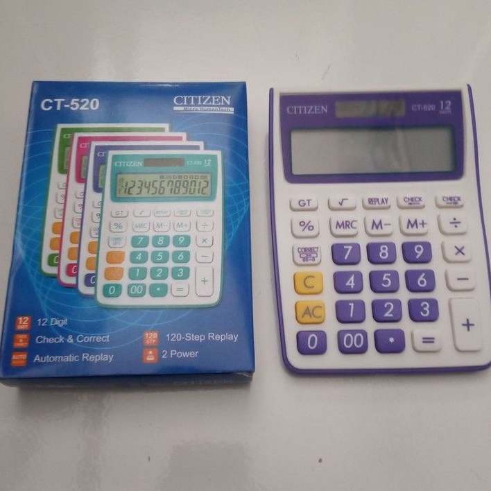 

KODE N56W KALKULATOR CITIZEN CT52 ungu purple hijau green pink biru blue