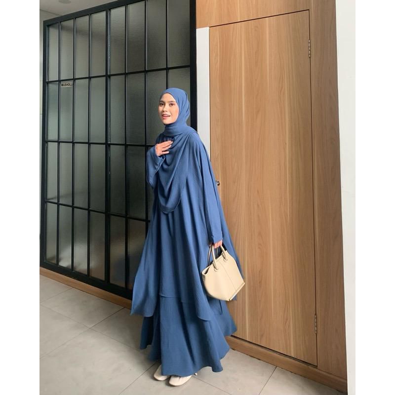 Set Abaya Azzahra Tunik Syari - Tunik jumbo + Rok + Pashmina Abaya Tunik