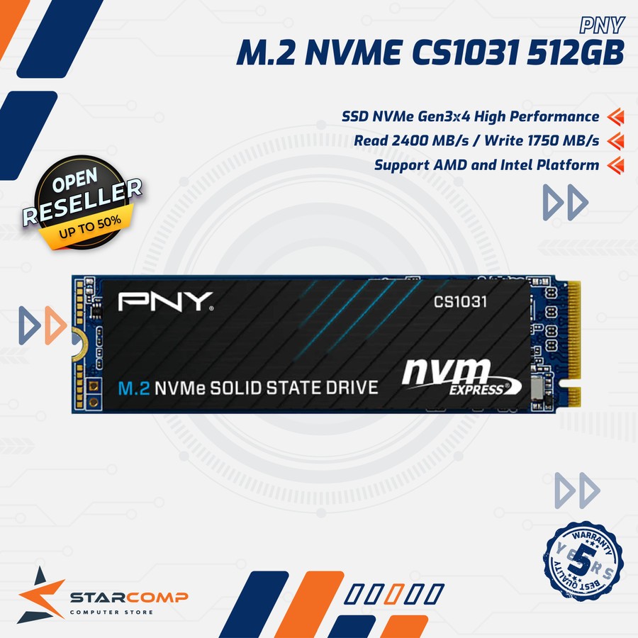 PNY SSD NVMe 512GB CS1031 PCIE Gen 3x4 M.2 2280