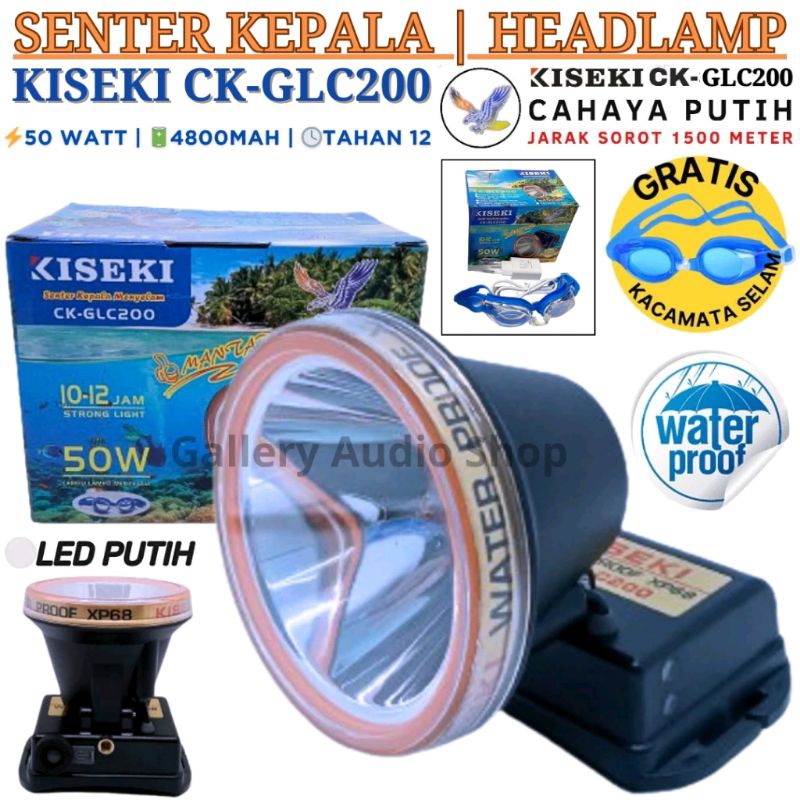 Senter Kepala Selam KISEKI CK-GLC200 50 Watt Super Terang | Senter Kepala Jumbo Light 6 Meter Dalam 