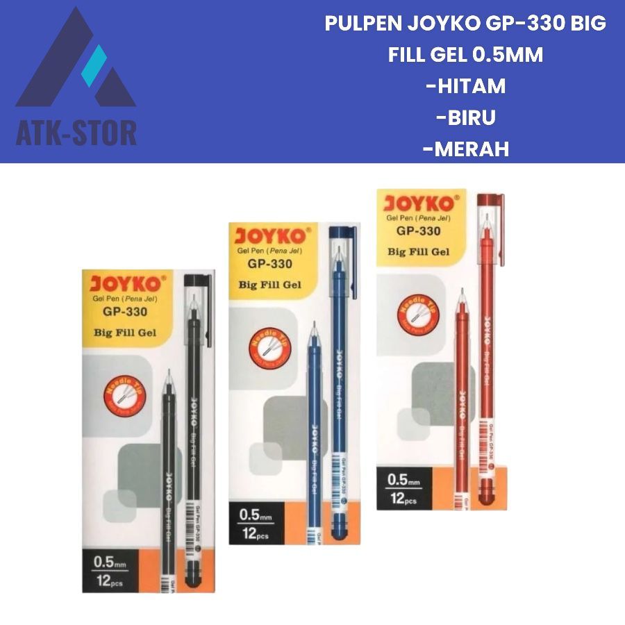 

Gel Pen/Pulpen/Pena Joyko GP-330 Big Fill Gel 0.5 mm Merek Joyko Harga per 1Pcs