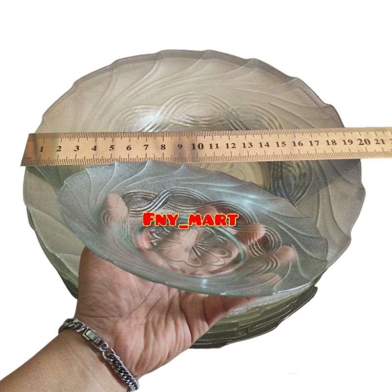 Piring Kaca Beling | Piring Makan Beling Kaca | Piring Beling Motif 1 Lusin / 12 pcs Murah